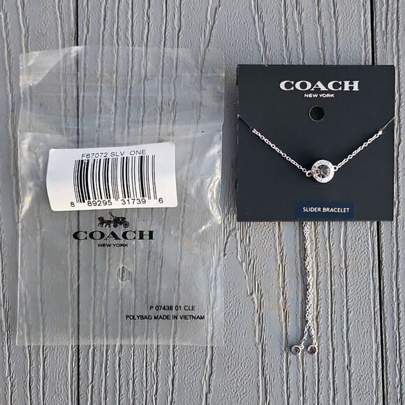 COACH ADJUSTABLE SLIDER BRACELET MSRP $78 NEW silver - Picture 5 of 16